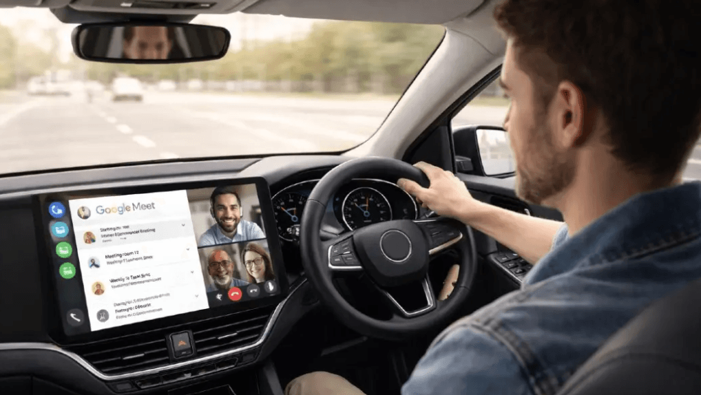 Google Meet Kini Hadir di Android Auto, Meeting Bisa Diikuti dari Dashboard Mobil.